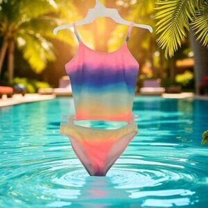 Sugar & Jade Girls Rainbow Ruffle Tankini Bikini - M